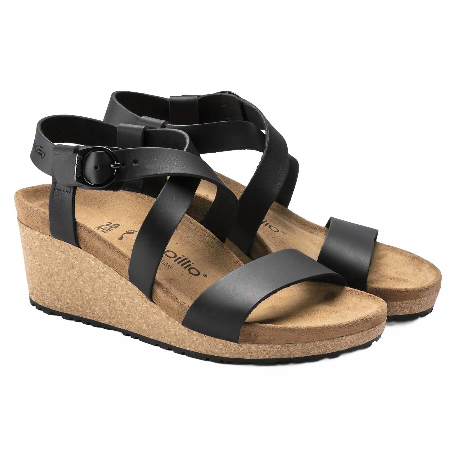 Women's Sibyl Ring-Buckle Wedige Sandal - Narrow In Black