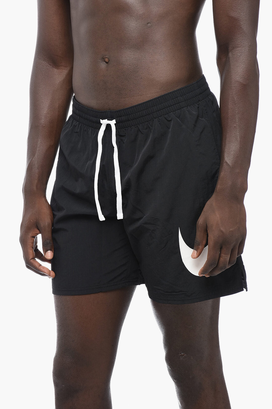 Nylon Boxer Swim Shorts with Printed Logo