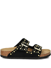 Black Arizona Suede Studded Slipers