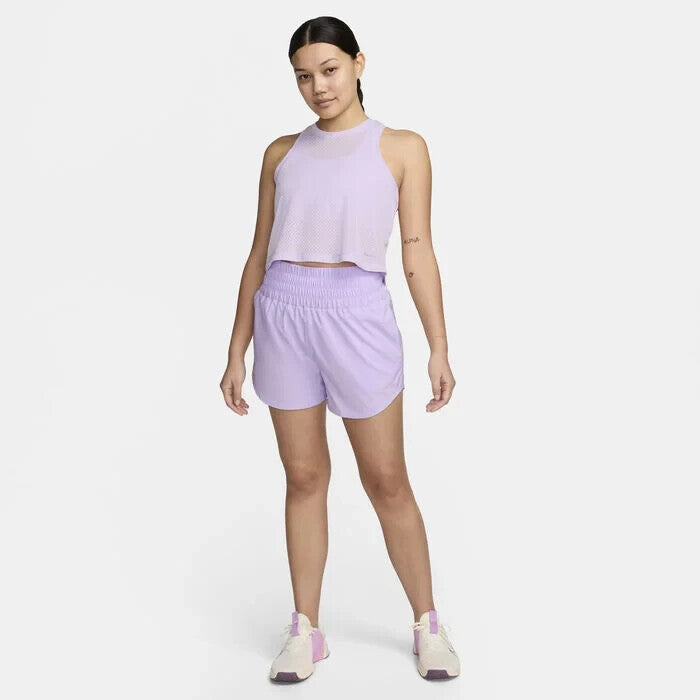 Women's Nike One Shorts Lilac Bloom Dri-FIT Brief-Lined Ultra High-Waist SRT152