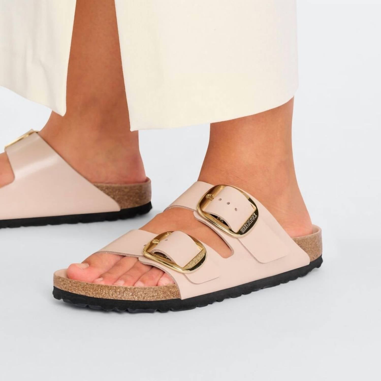 Women's Arizona Big Buckle Narrow Sandal In High Shine New Beige