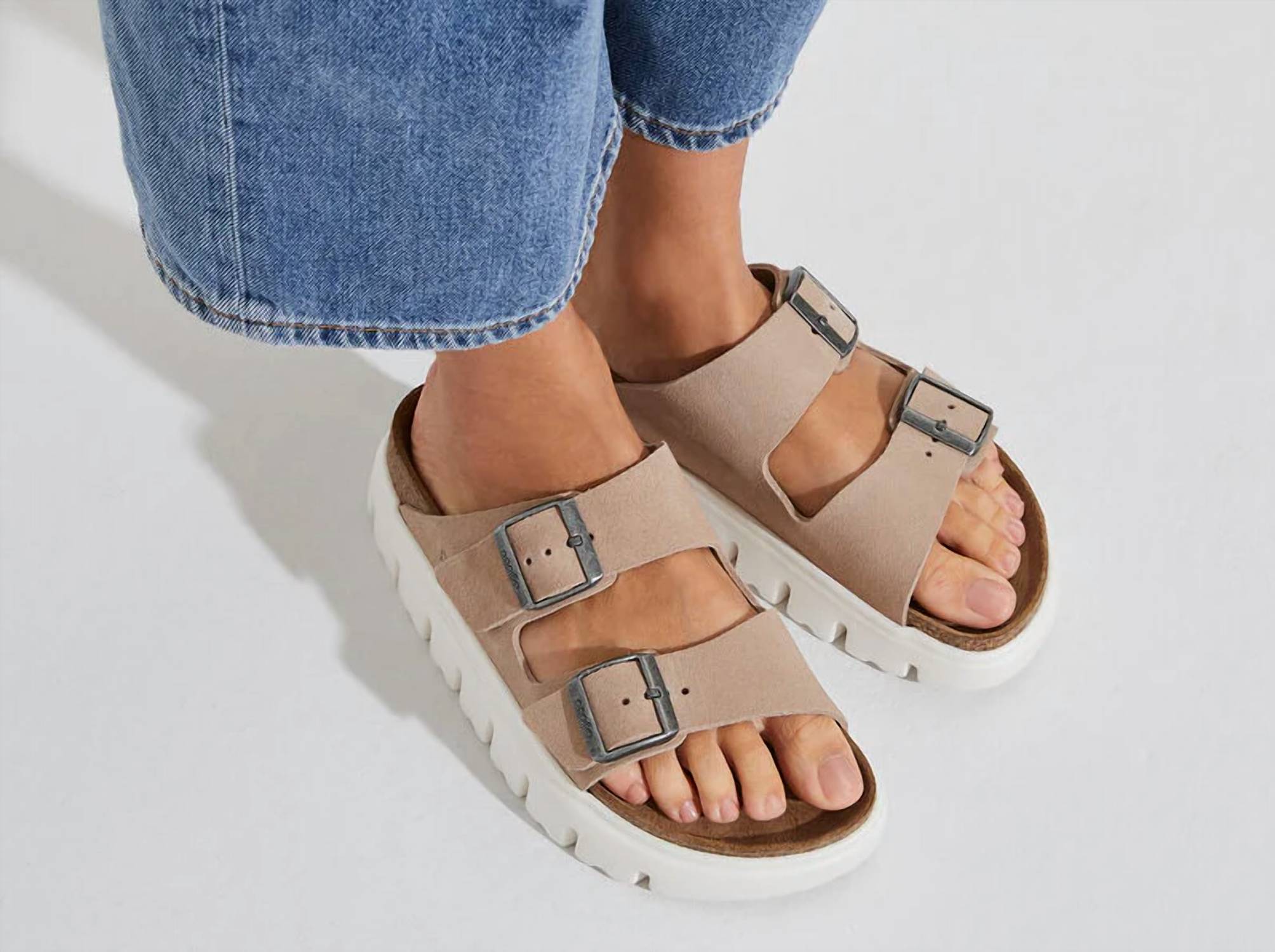 Women's Papillio Arizona Chunky Suede Leather Sandals In Warm Sand