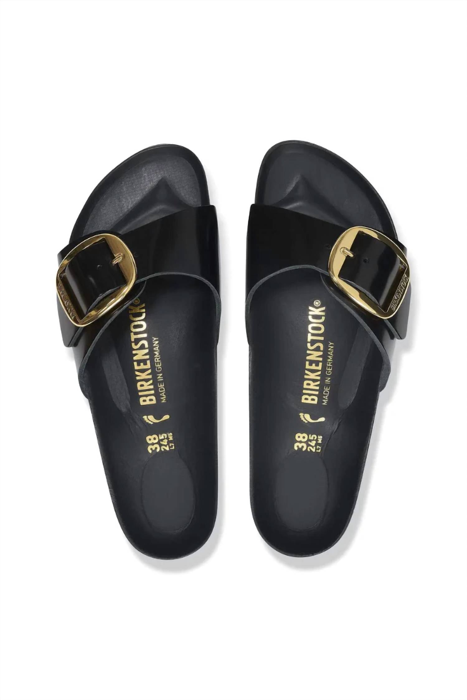 Women's Madrid Big Buckle Sandals In High Shine Black