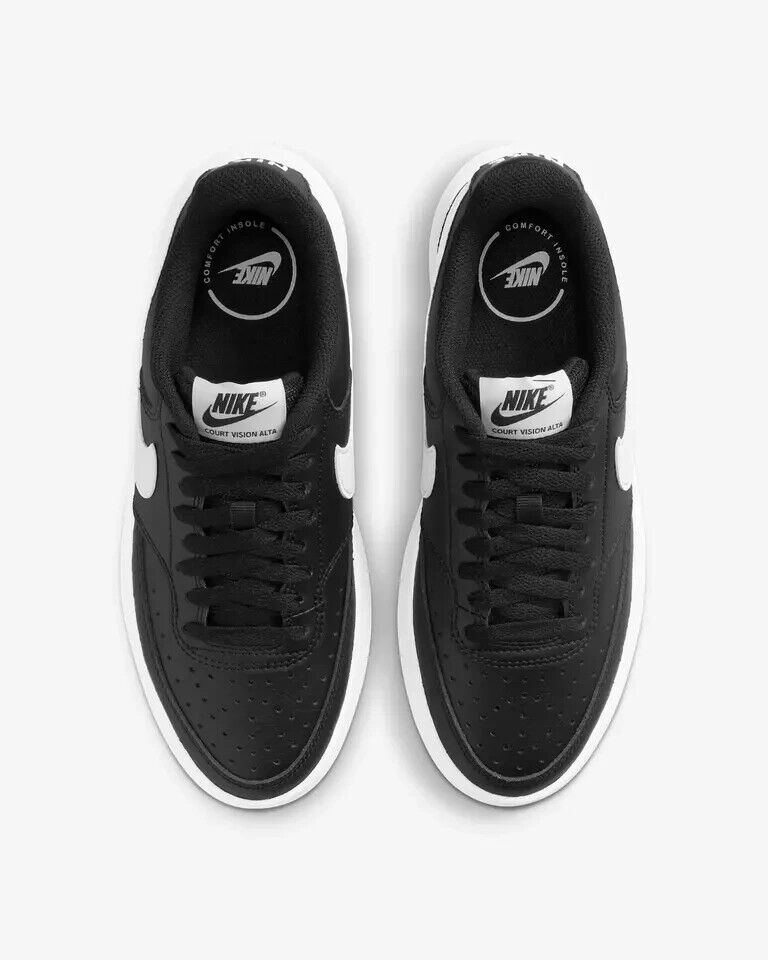 Women's Nike Court Vision Alta DM0113-002 Sneakers Black Leather Low Top Shoes