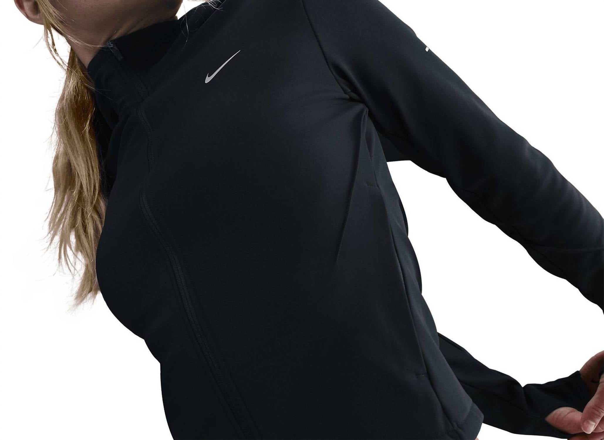 Swift Therma-Fit Fitted Running Jacket In Black/reflective Silver
