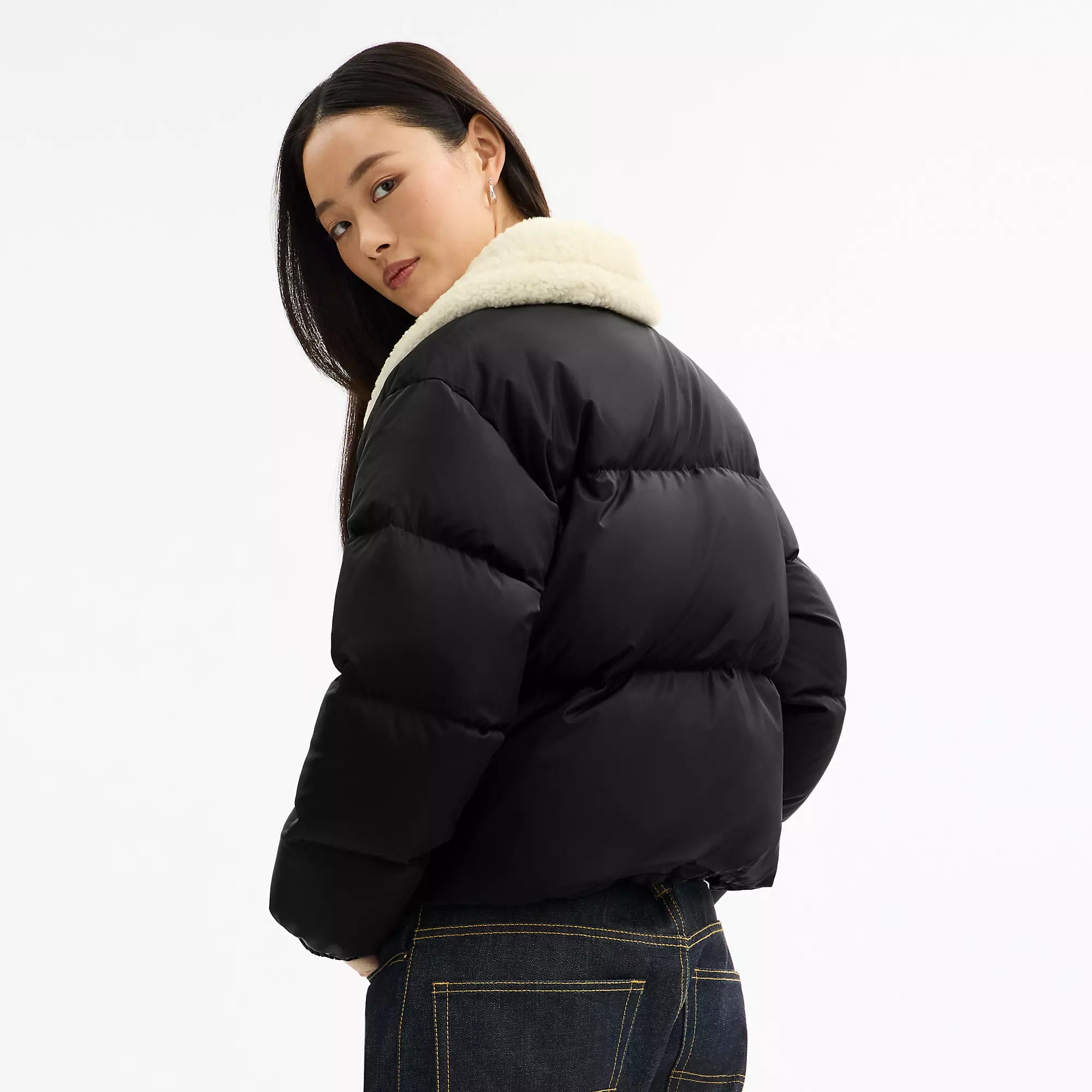 Coach Outlet Puffer With Shearling Collar