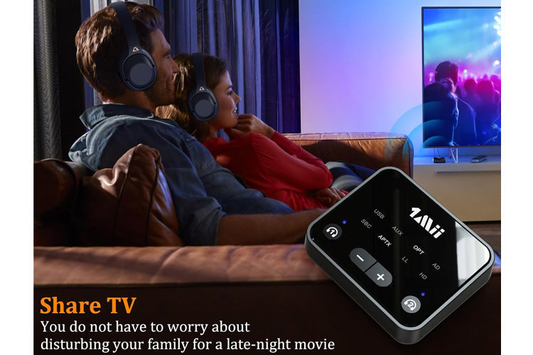 1Mii B06T6 Bluetooth 5.3 Transmitter to 2 Wireless Headphones