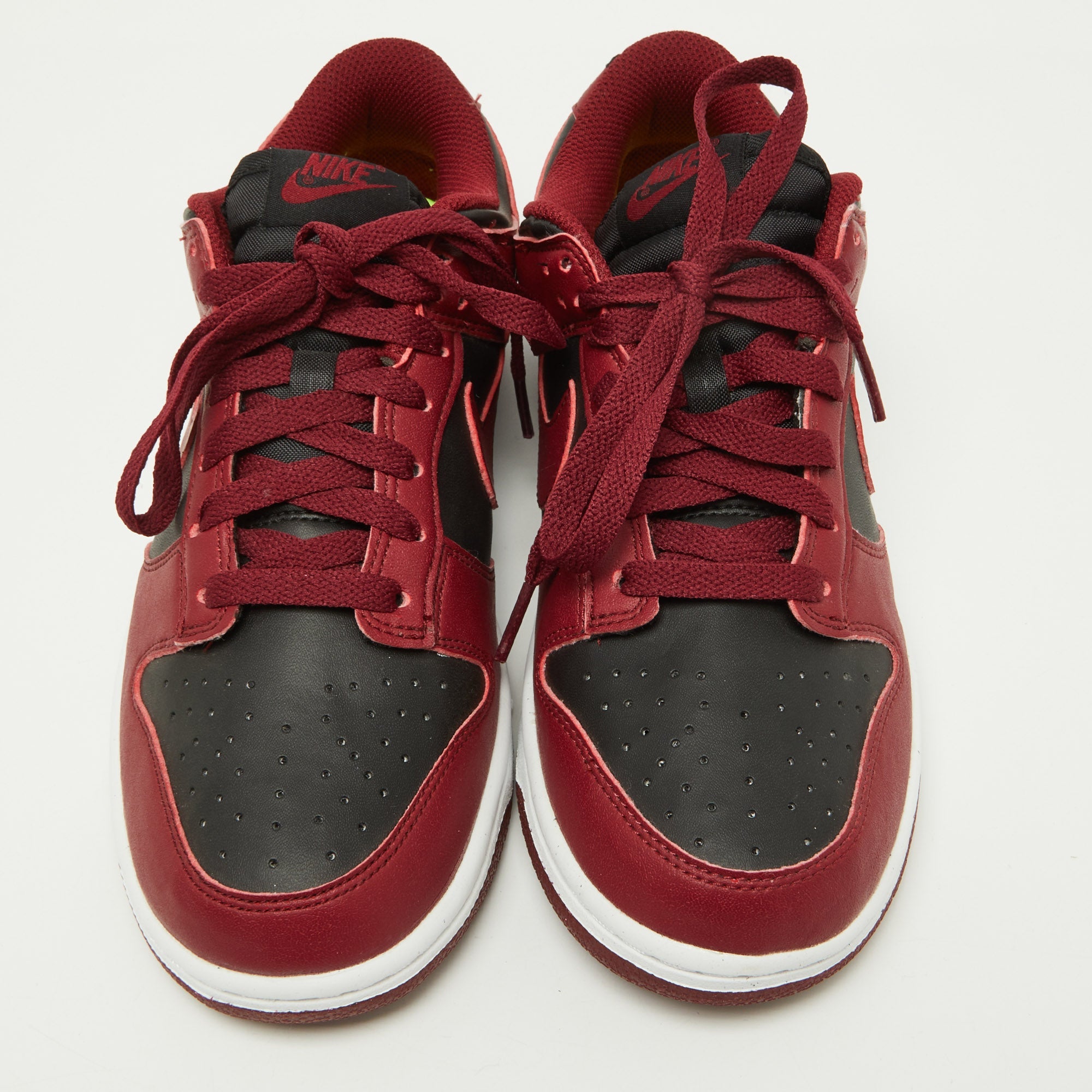 Nike Red/black Leather Dunk Low Top "team Red" Sneakers