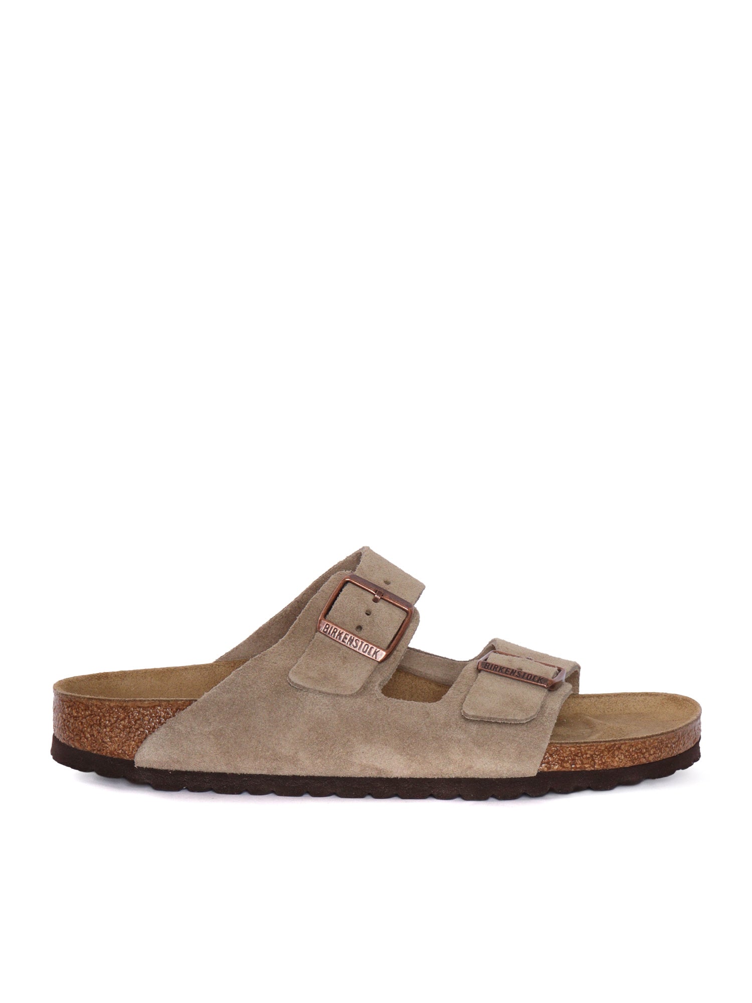 Taupe Arizona Suede Leather Slip-On Sandals
