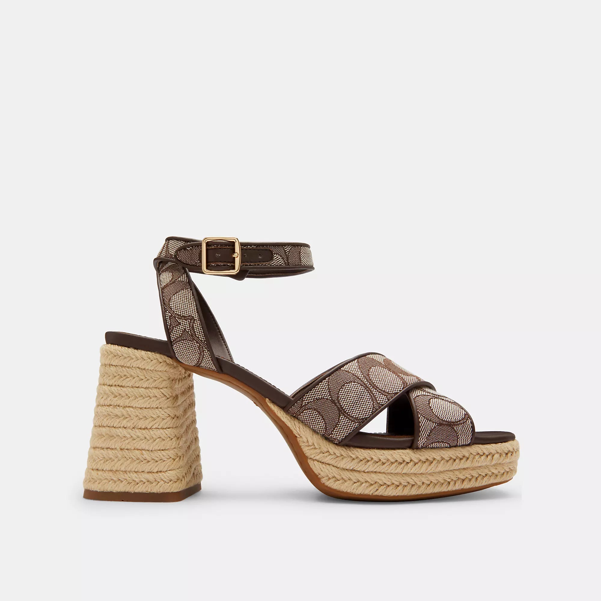 Coach Outlet Block Heel Sandal In Signature Jacquard