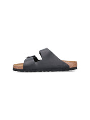 Black Open-Toe Buckle Strap Sandals