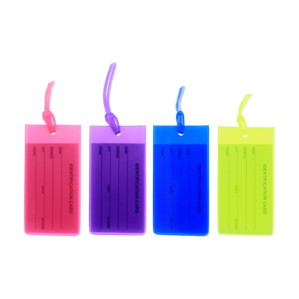 4pc Milleni Travel Jelly Luggage Suitcase Tags Loop Strap Name Address