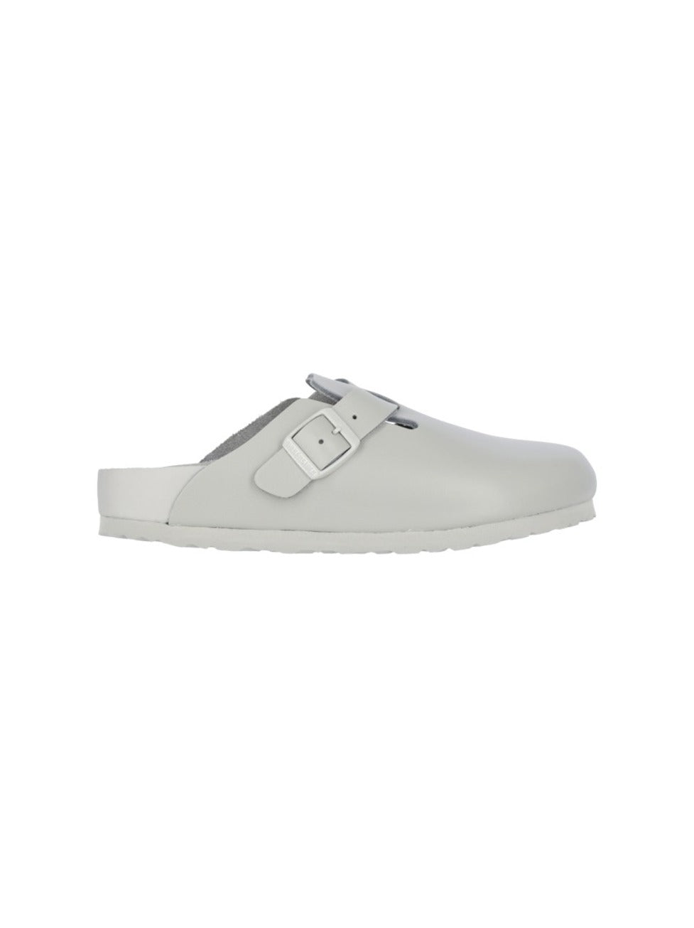 "Boston" Grey Leather Mules