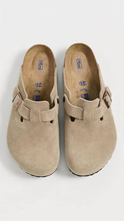 Men's Boston Leather Clogs In Taupe Tan