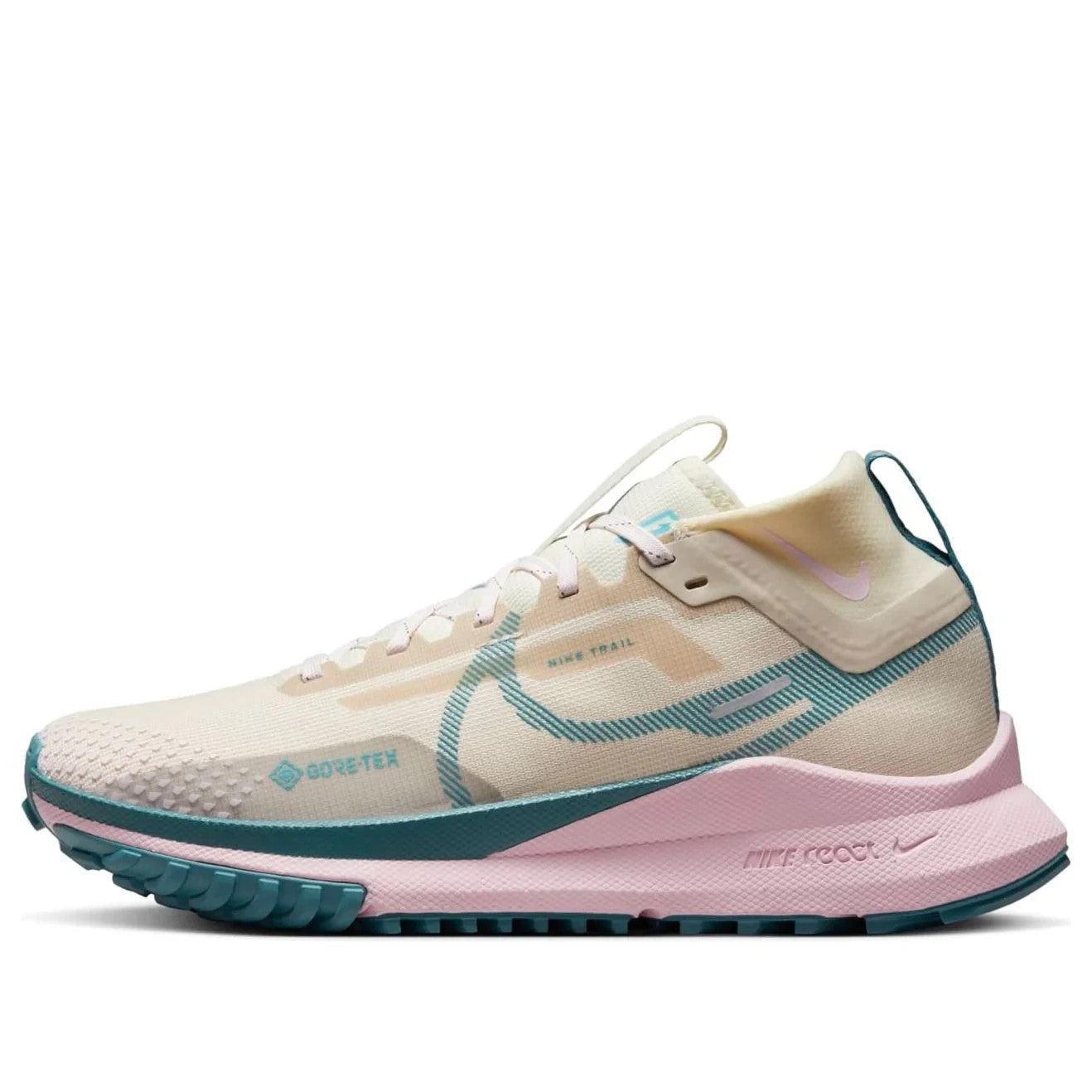 Women's Nike React Pegasus Trail 4 Gore-Tex DJ7929-100 Beige Trail Running Shoes