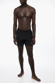 Solid-Color Cargo Boxer Swim Shorts with Industrial Belt
