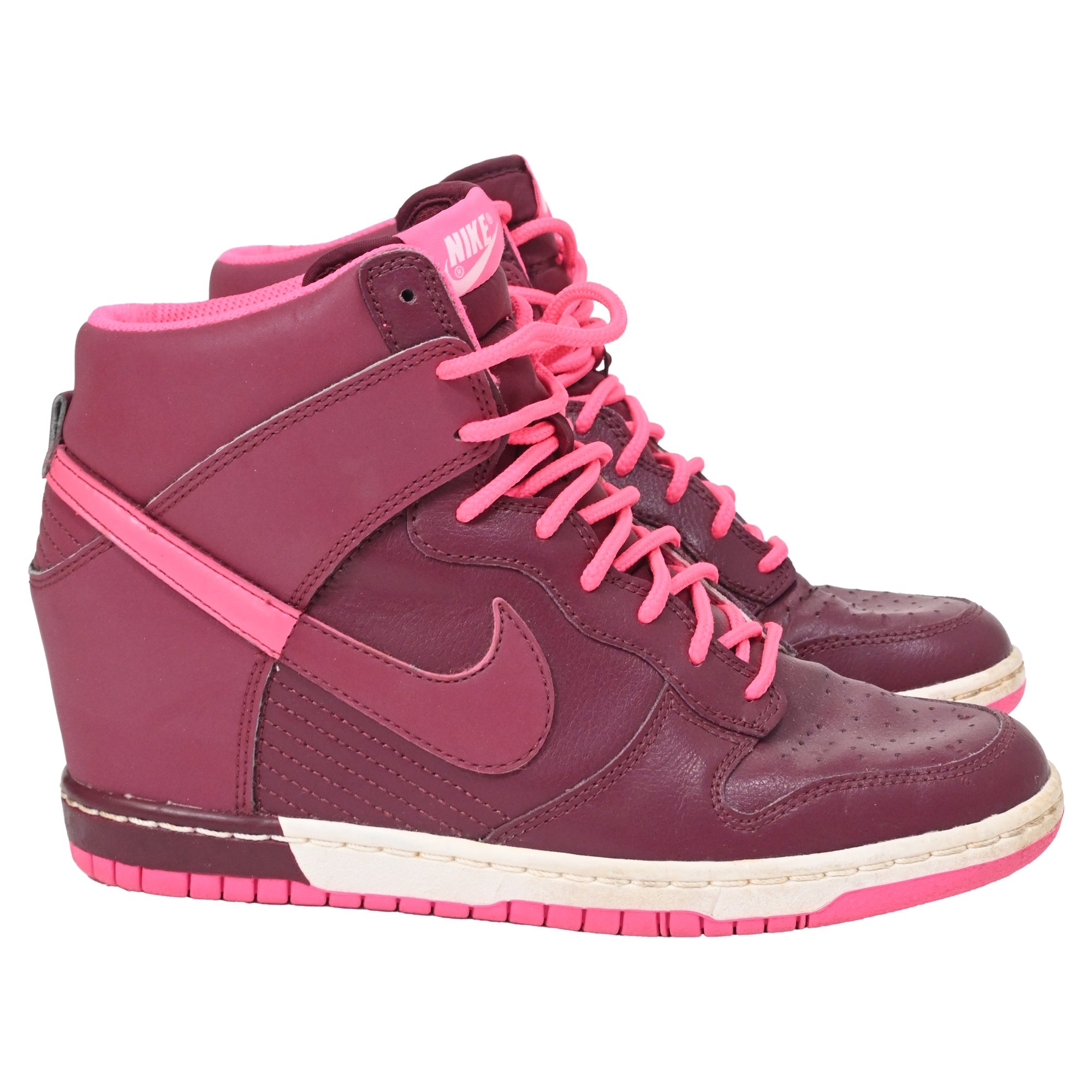 Nike Dunk Sky Hi Sneakers in Burgundy Leather