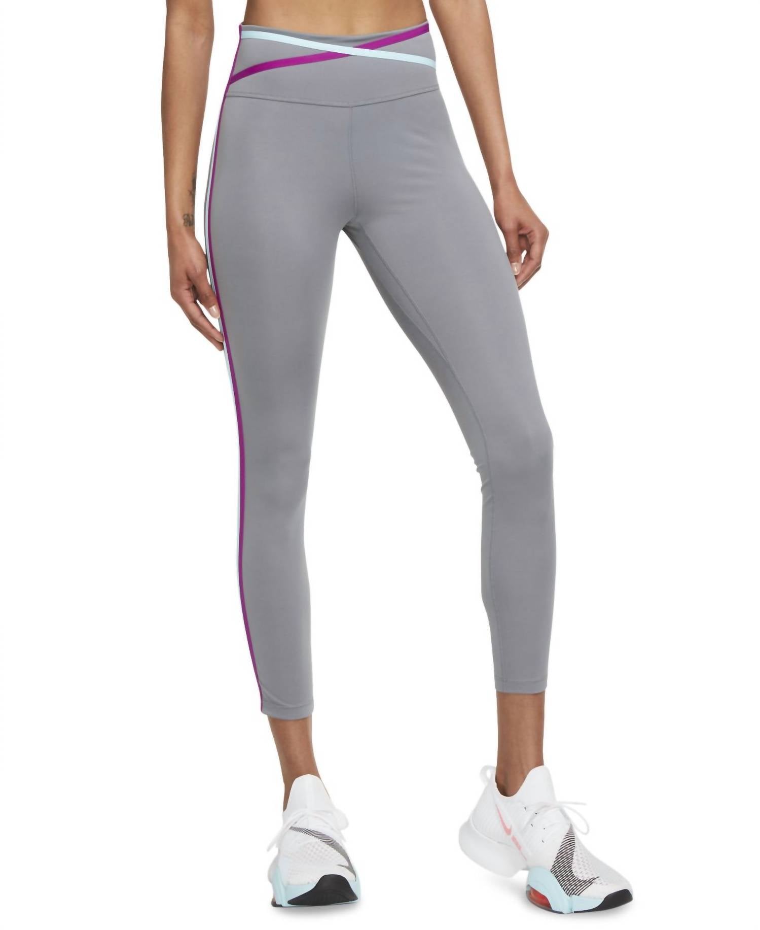 Dri-Fit One Mid-Rise 7/8 Taped Leggings In Smoke Gray
