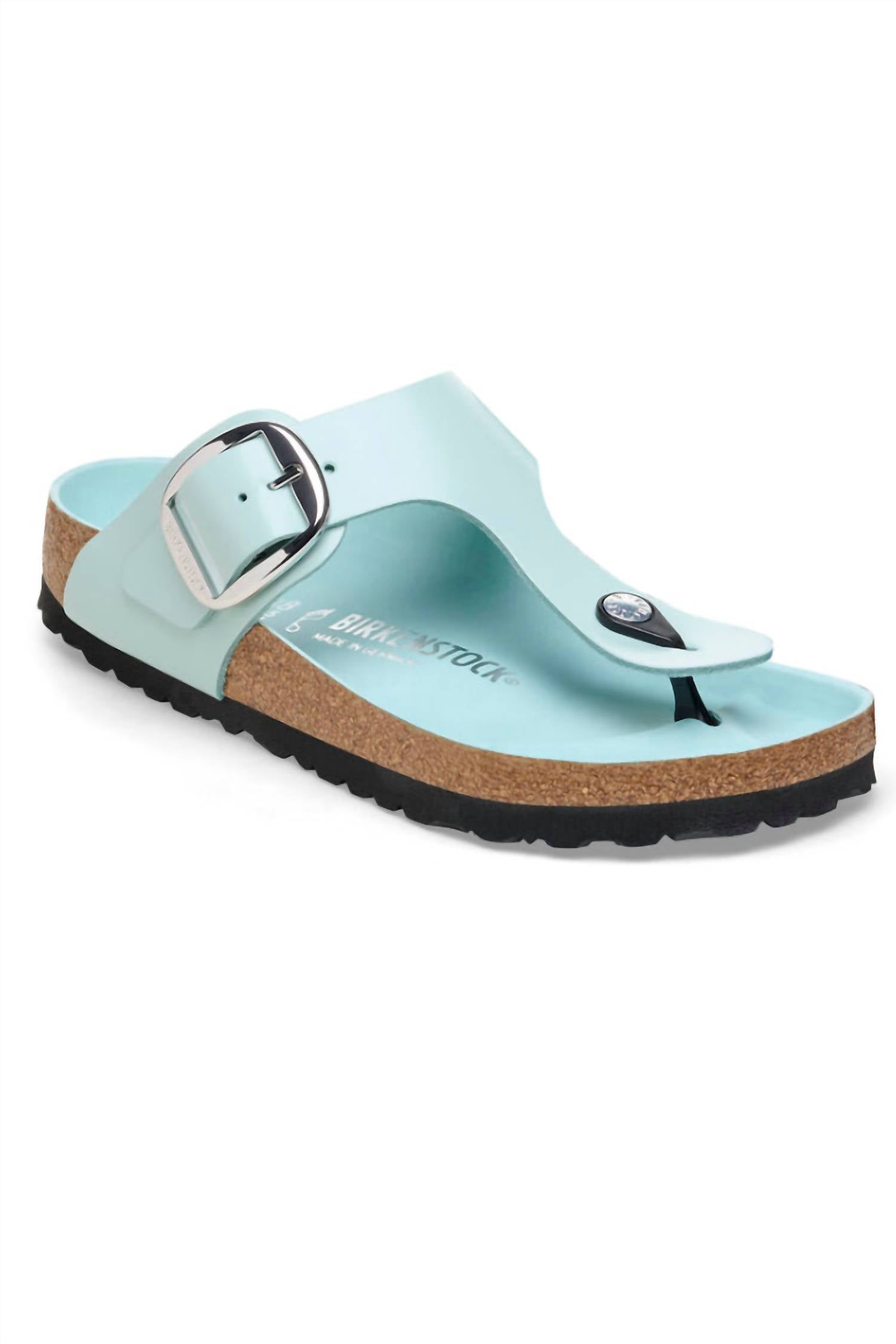 Women's Gizeh Big Buckle Regular Width Sandals In High Shine Surf Green