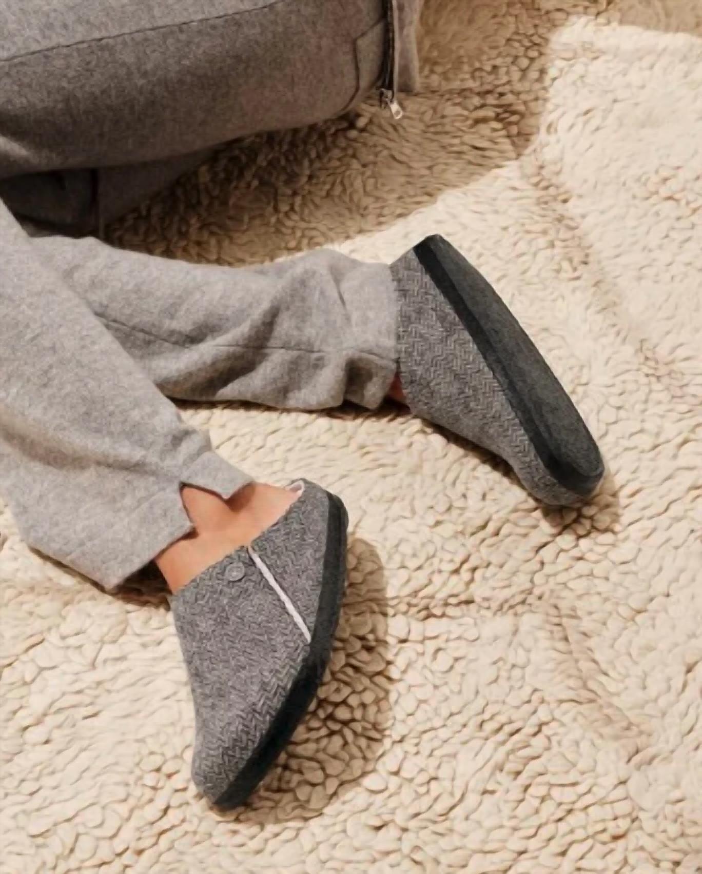 Women's Zermatt Wool Felt Slippers In Herringbone Gray