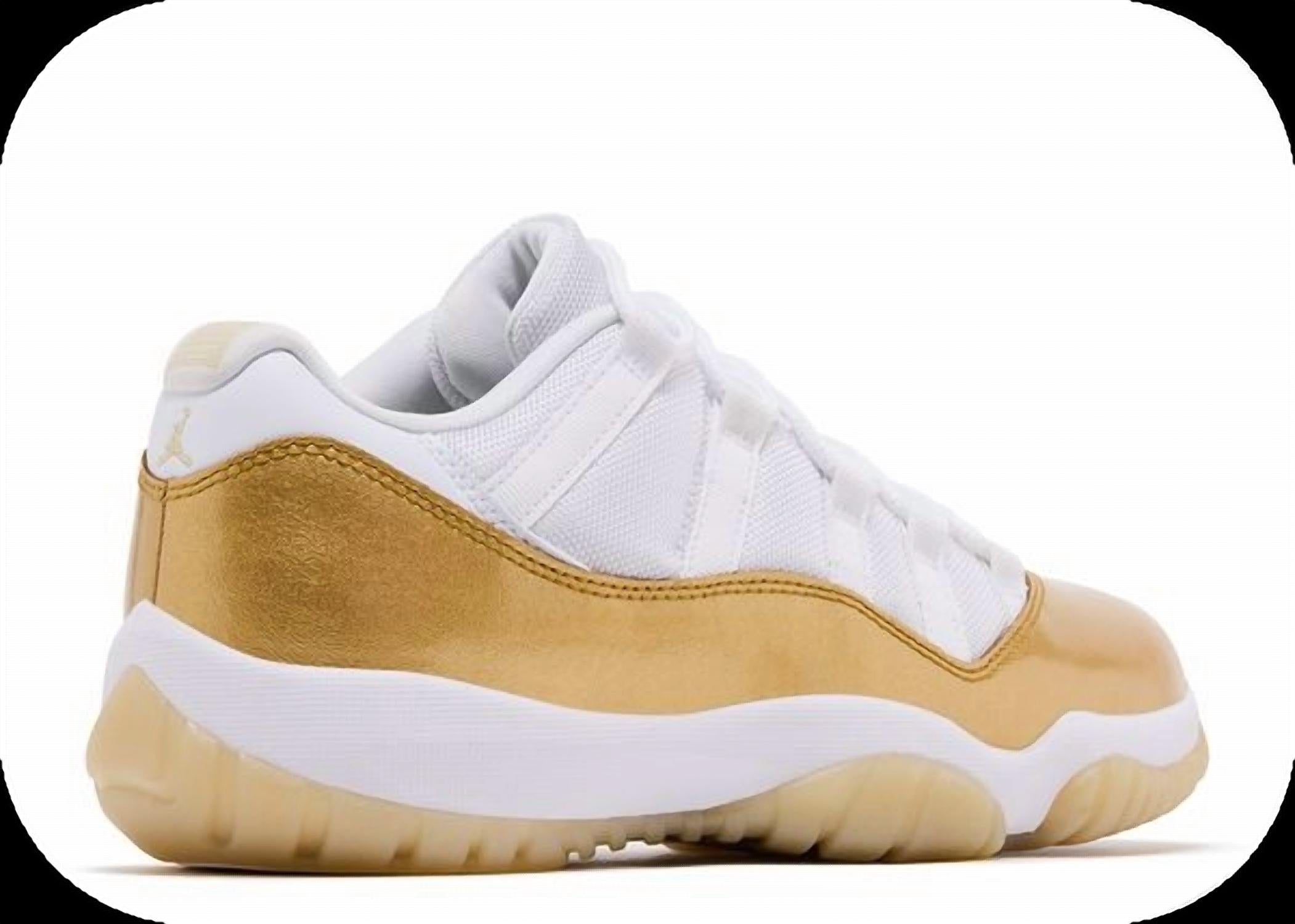 Women's Air Jordan 11 Retro Low Shoes In White/metallic Gold-Team Gold