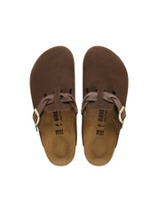 Suede Slide Sandals With Natural Leather Adjustable Strap