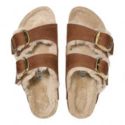 Women's Arizona Big Buckle Shearling Sandal In Cognac
