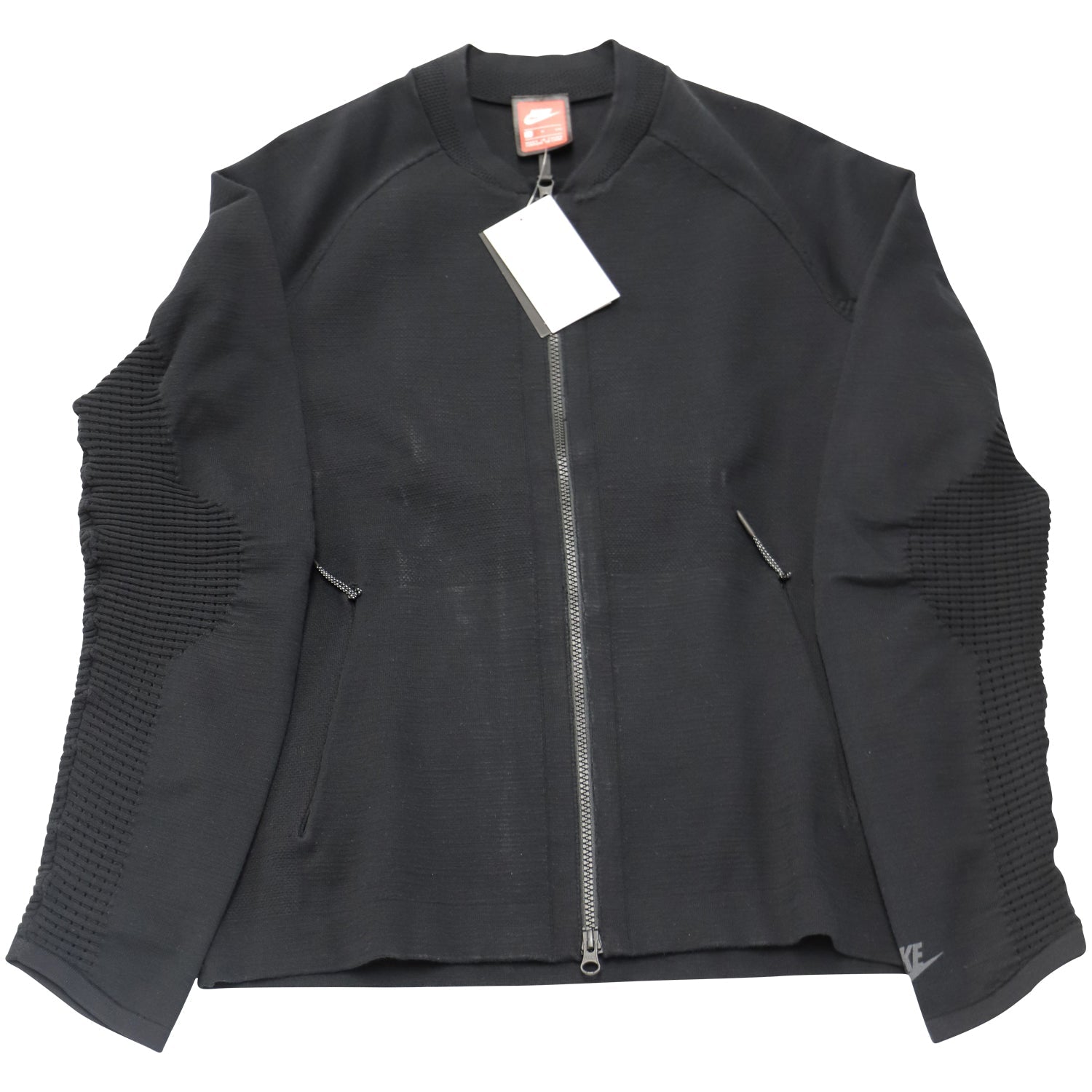 Nike Tech Knit Bomber Jacket in Black Nylon