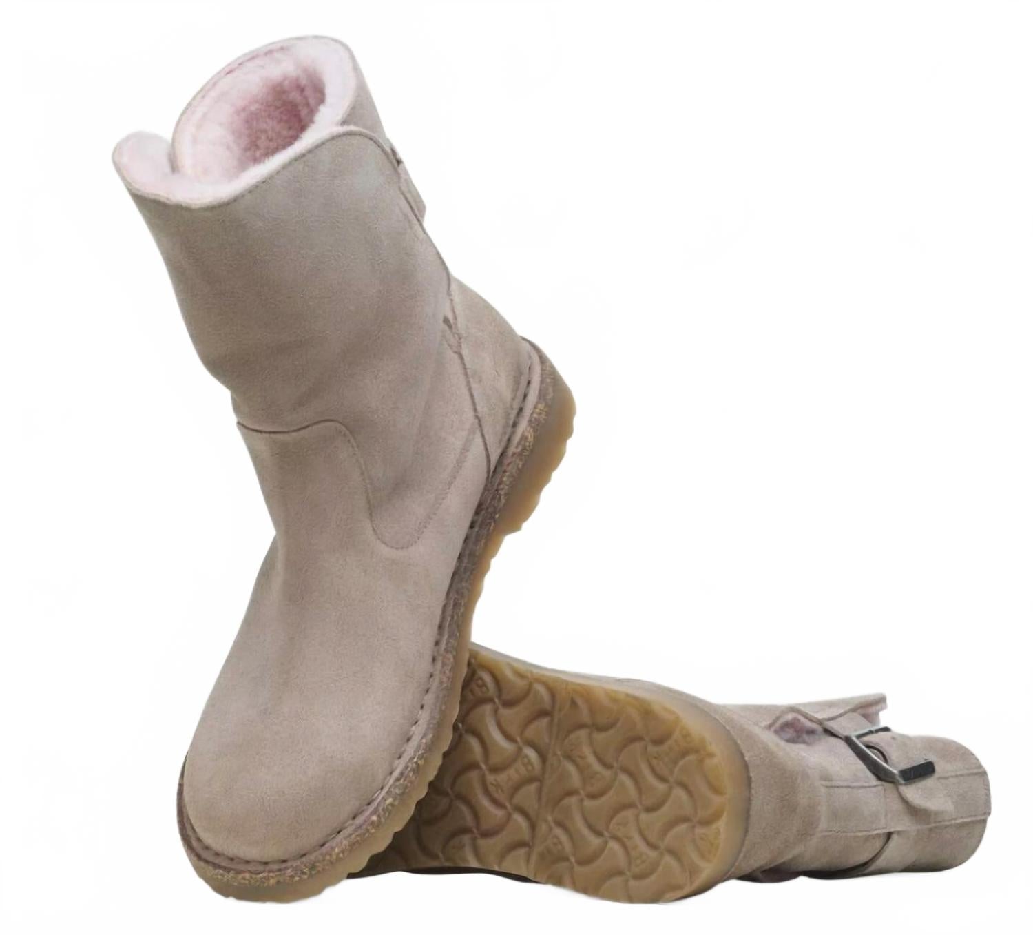 Women's Shearling Suede Short Boots In Grey
