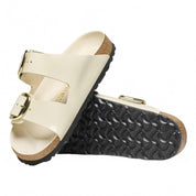 Women's Arizona Big Buckle Leather Sandal In High Shine Ecru