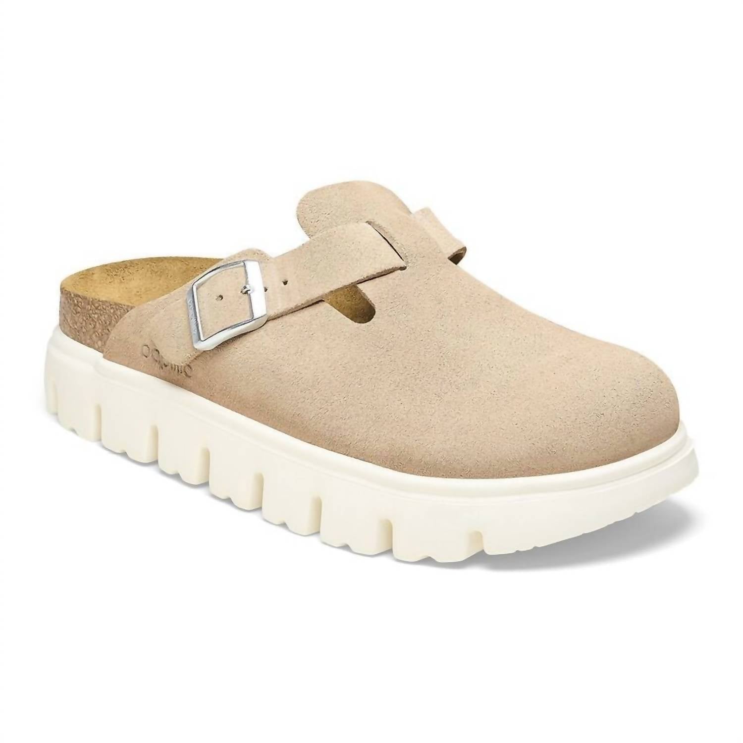Women's Boston Chunky Suede Leather Clog In Warm Sand
