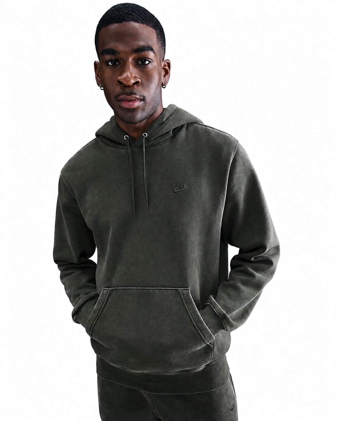 Men's Nike Sportswear Club Washed Fleece Hoodie Anthracite/Anthracite IQ1219-060