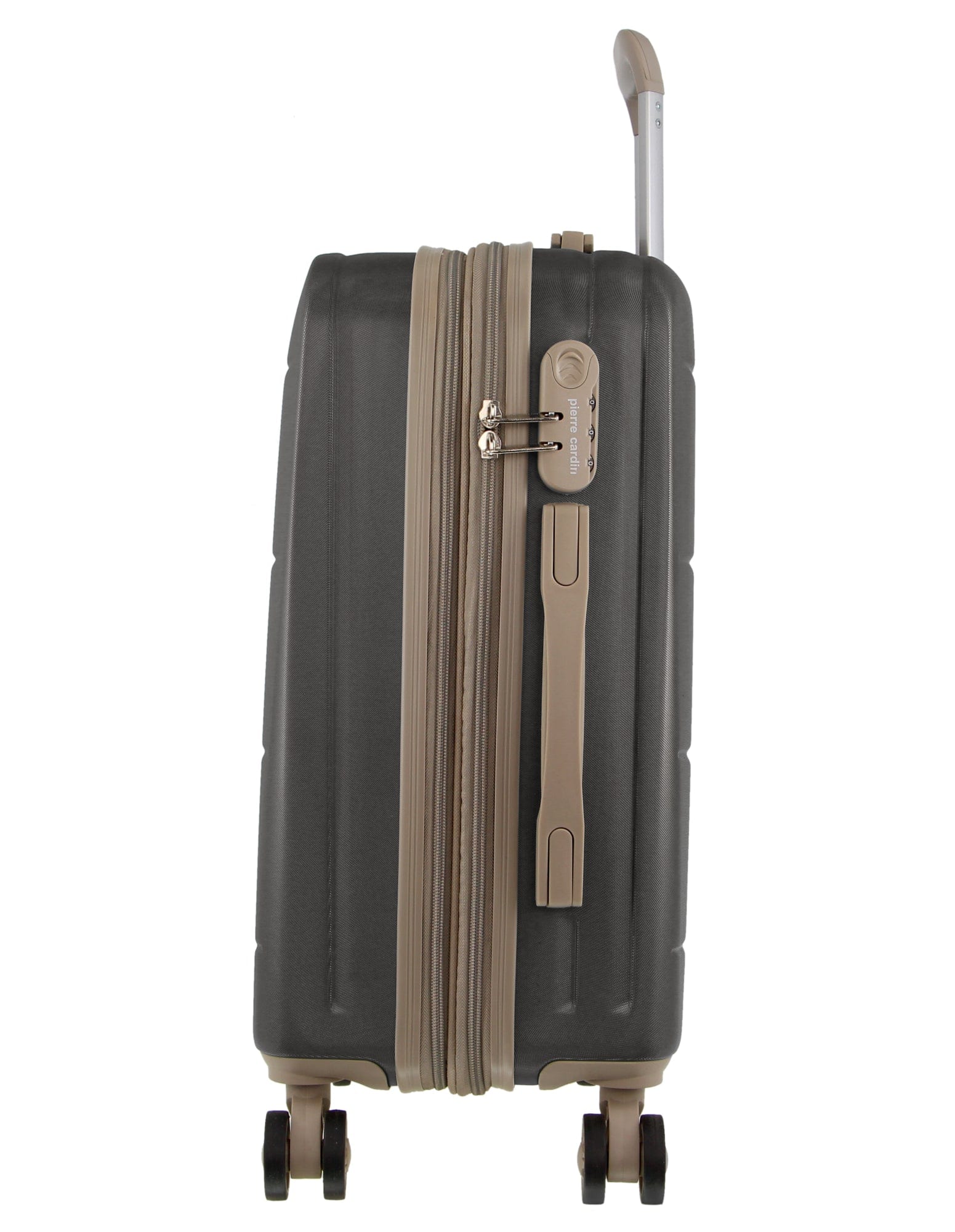 2pc Pierre Cardin Large Hard & Cabin Travel Luggage Set w/ Name Tag Graphite