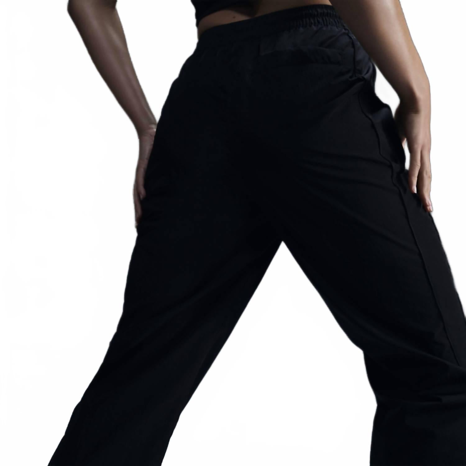 Women's Windrunner High Waisted Woven Open Hem Track Pants In Black