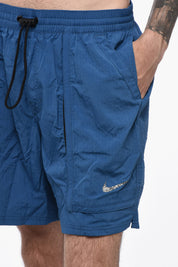 Checked Rip-Stop Boxer Swim Trunks with 3 Pockets