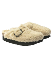 Boston Big Buckle Platform Teddy Shearling Clog