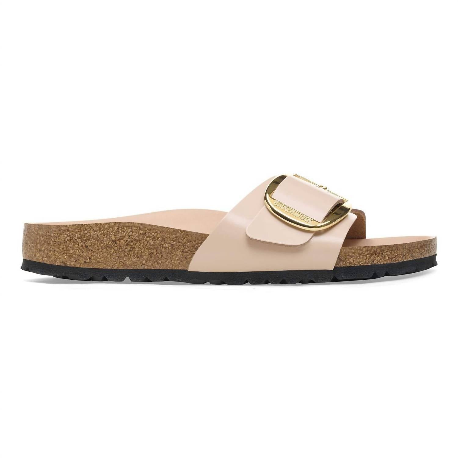 Women's Madrid Big Buckle Sandals - Narrow In High-Shine New Beige