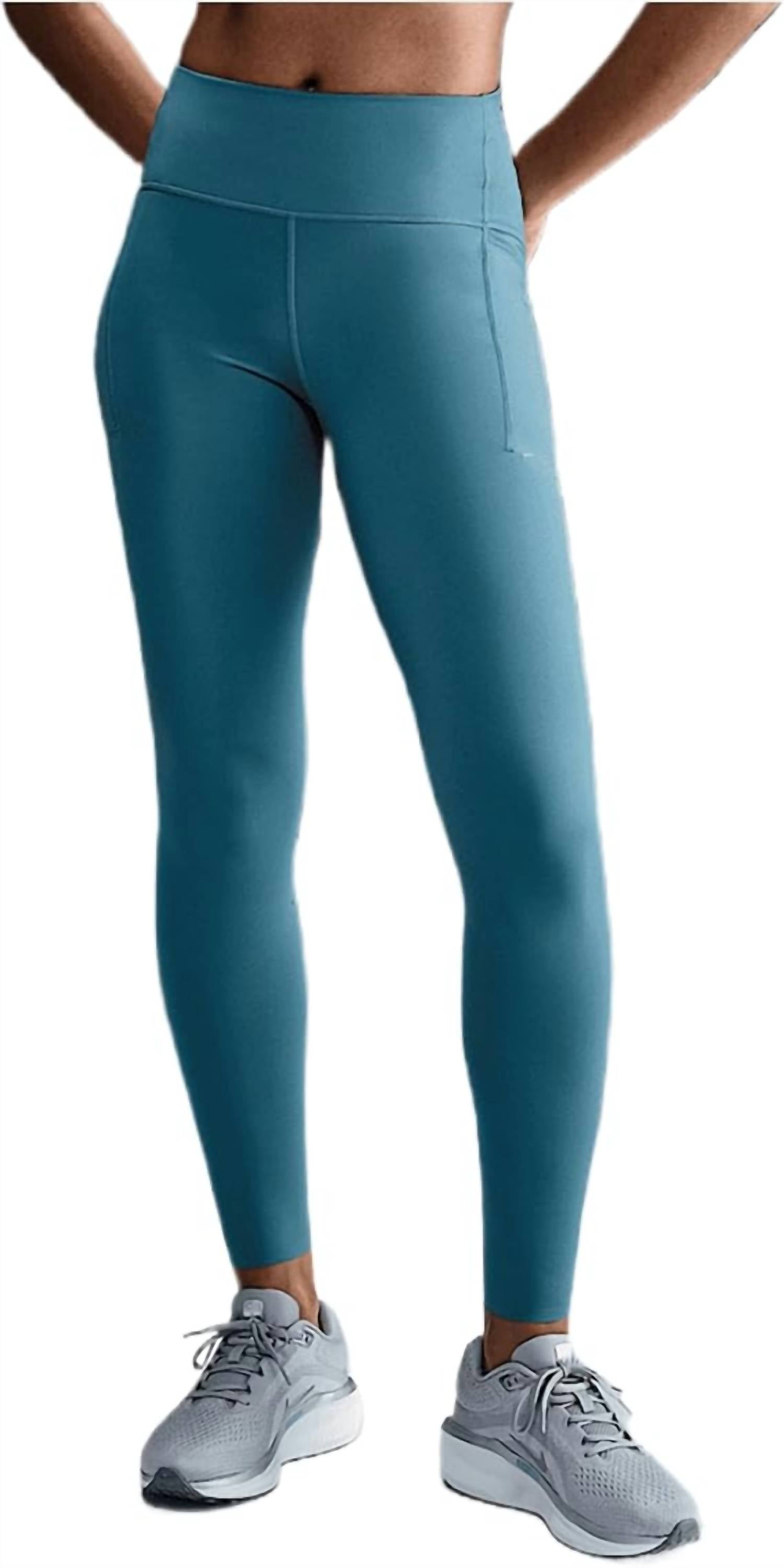 Swift High Waisted 7/8 Running Leggings With Pockets In Smokey Blue