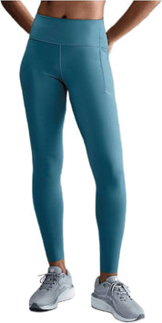 Swift High Waisted 7/8 Running Leggings With Pockets In Smokey Blue
