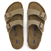 Unisex Arizona Soft Footbed Suede Leather Sandals In Taupe