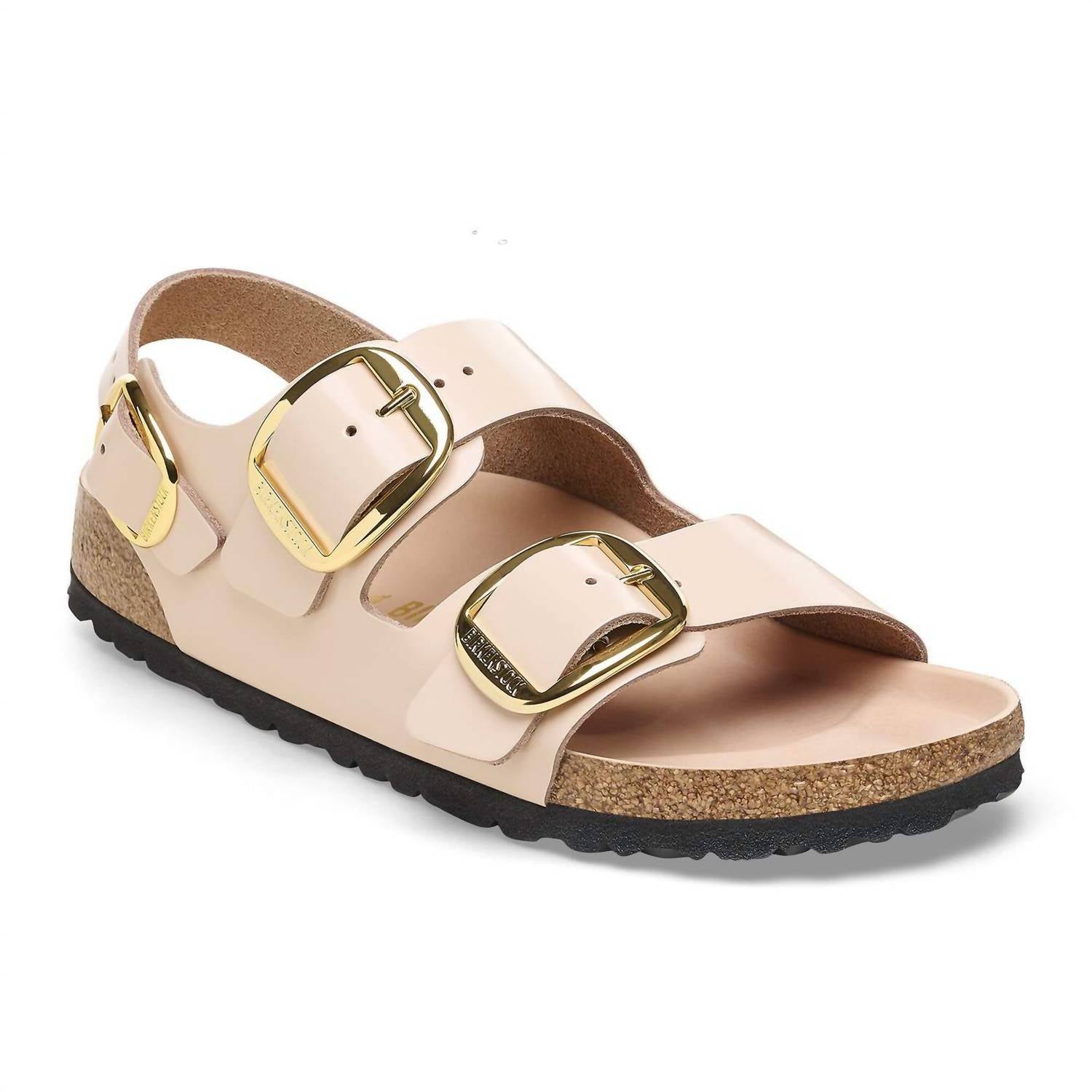 Women's Milano Big Buckle Sandals - Narrow In High-Shine New Beige
