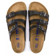 Women's Florida Soft Footbed Sandal In Black Oiled Leather