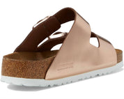 Women's Arizona Soft Footbed Narrow Sandals In Metallic Copper Leather