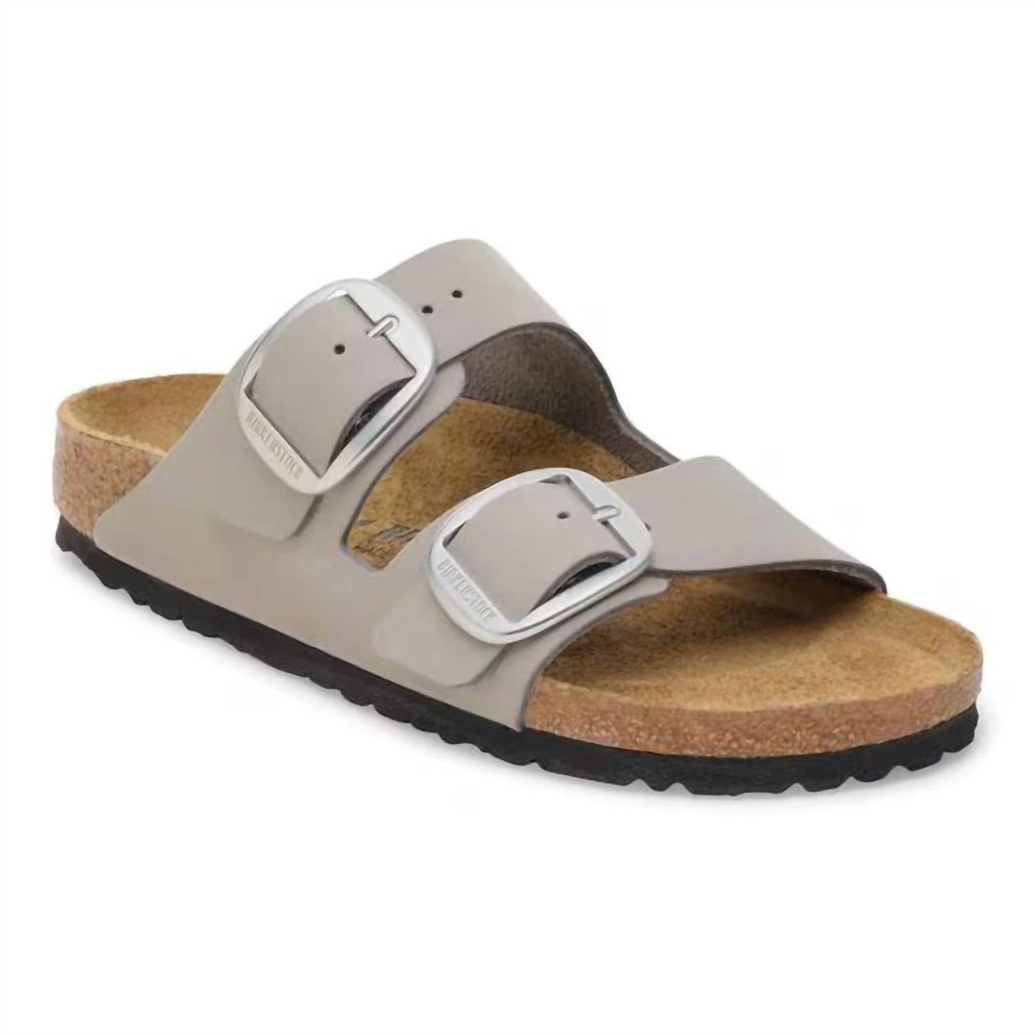 Men's Arizona Big Buckle Oiled Leather Sandal In Stone Coin