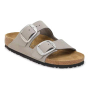 Men's Arizona Big Buckle Oiled Leather Sandal In Stone Coin