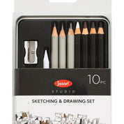 10pc Jasart Studio 2B/6B/8B Graphite Sketching/Drawing Charcoal Pencil Set
