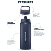"LifeStraw Go 2.0 1L Stainless Steel Water Filter Bottle Aegean Sea"