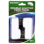 3x Ultracharge Double AC Adapter Twin L&R 4 Outlet Plug Extender (White)