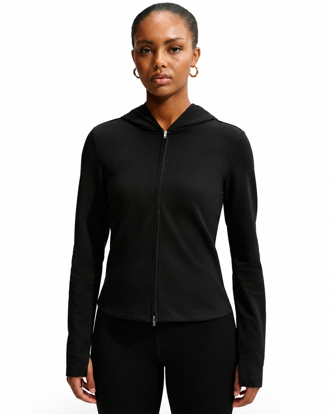 Women's Nike Sportswear Chill Knit Slim Long-Sleeve Full-Zip Top Black/Black/White IM8379-010