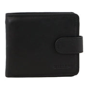 Milleni Men's Leather Tab Cash/Card Zone Protected RFID Wallet 11.5cm Black